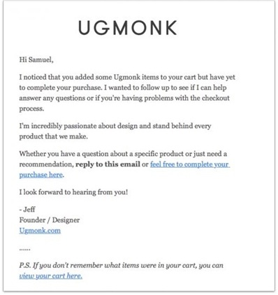 Ugmonk abandoned cart